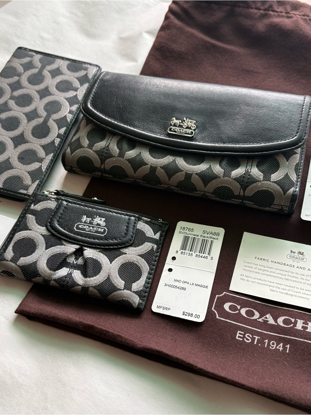 NWT Coach SET Madison Op Art Lurex Checkbook Wallet & Mini Skinny Rare Bundle - Picture 15 of 16